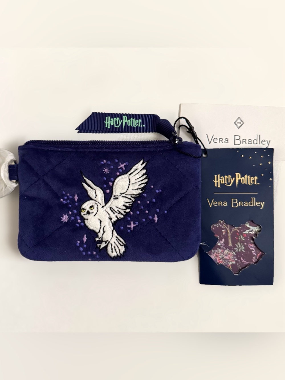 Vera Bradley Harry Potter Hedwig Owl Forbidden Forest Zip ID Case Purple Holder - Picture 1 of 12
